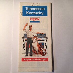 Vintage Exxon Oil Gas Tennessee Kentucky Travel Tour Road Map 1975 Advertising
